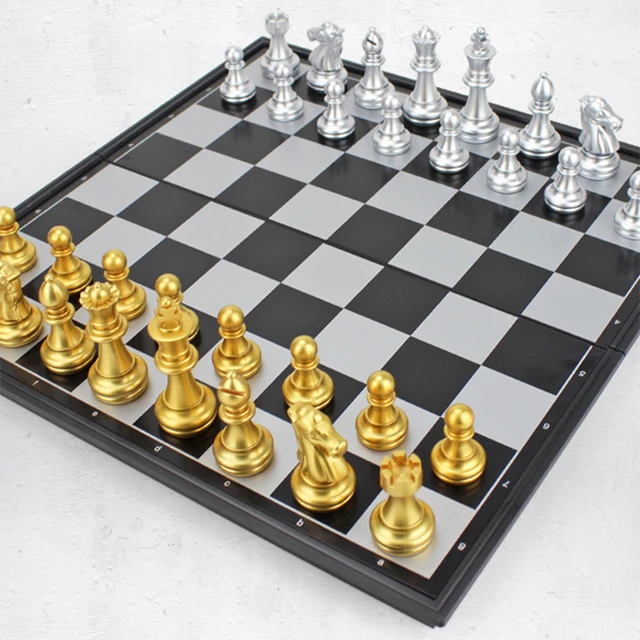 Jogo de xadrez magnético luxo profissional metal portátil