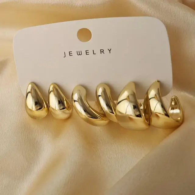Rosa Chunky Hoop Earrings Set 6