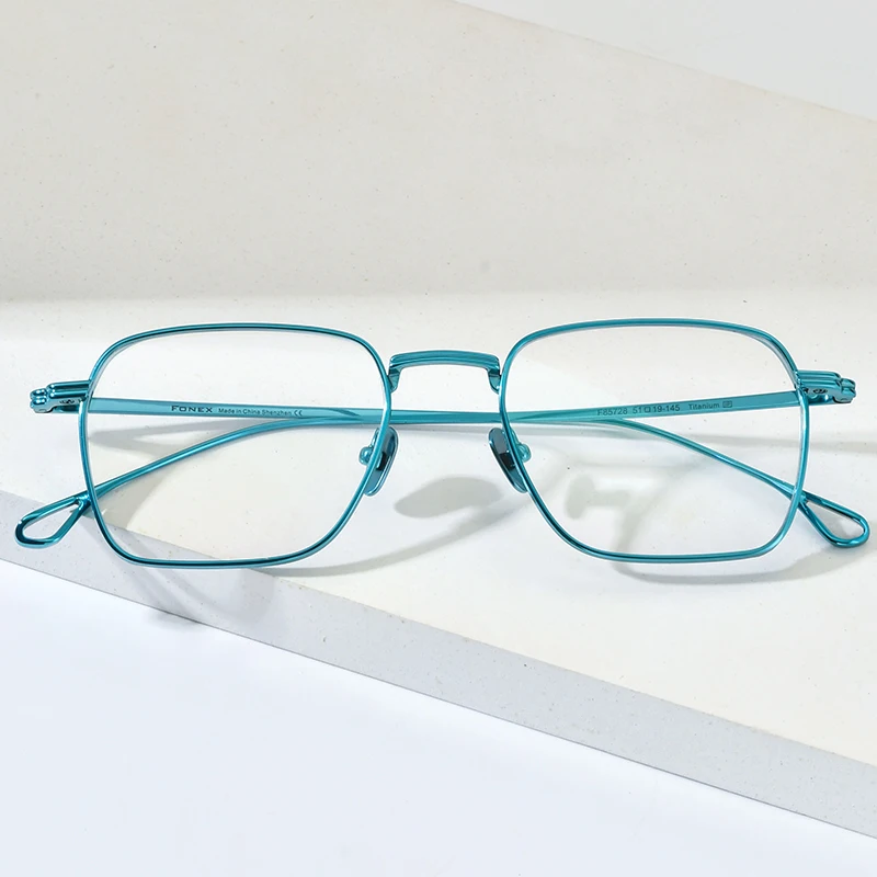 FONEX Titanium Glasses Frame Men Brand Design Retro Vintage Square
