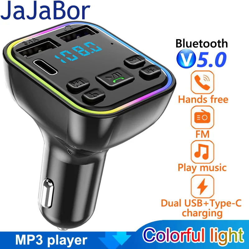 Jajabor Bluetooth 5.0 Wireless Fm Transmitter Usb C Fast Charging Dual