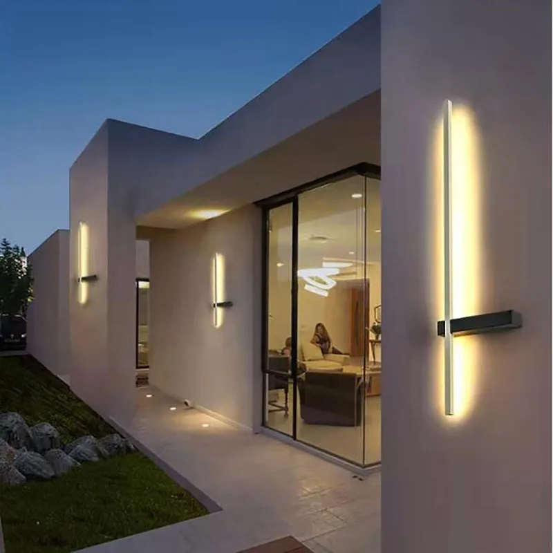 Modern Waterproof outdoor Long Strip LED wall lamp IP65 Aluminum Wall Light Garden porch Sconce Light 110V 220V Sconce Luminaire