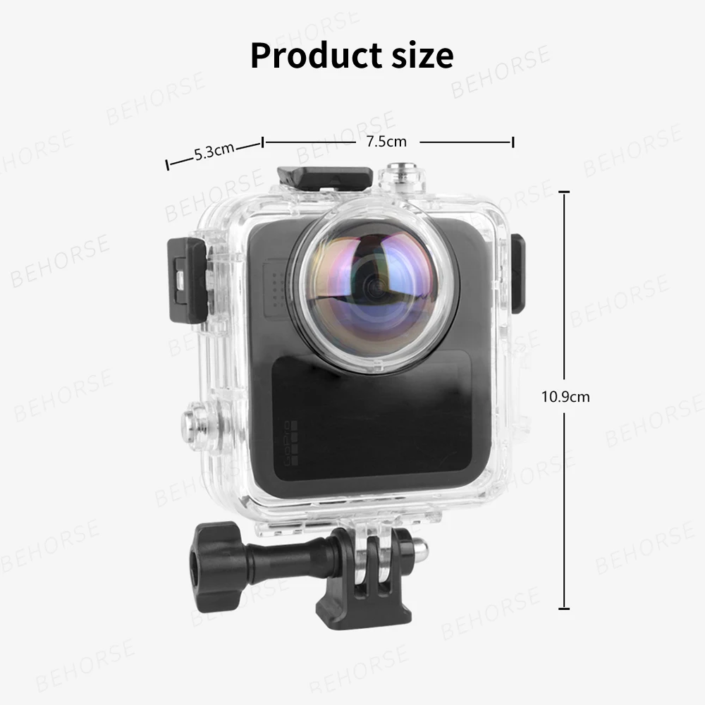 Su geçirmez kılıf Gopro MAX 2 için sualtı 50M görünmez dalış kabuğu buğu önleyici koruyucu kapak Gopro MAX 2 kamera aksesuarları