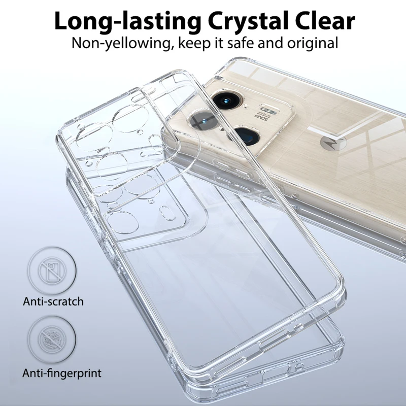 Motorola Edge 50 Ultra Shockproof Transparent Case - Hard PC Soft TPU Anti-Scratch Cover