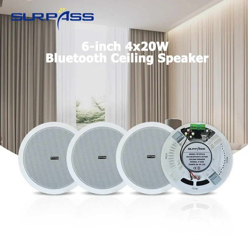 Ceiling Speaker Bluetooth 6'' 20W Home Audio System Built in