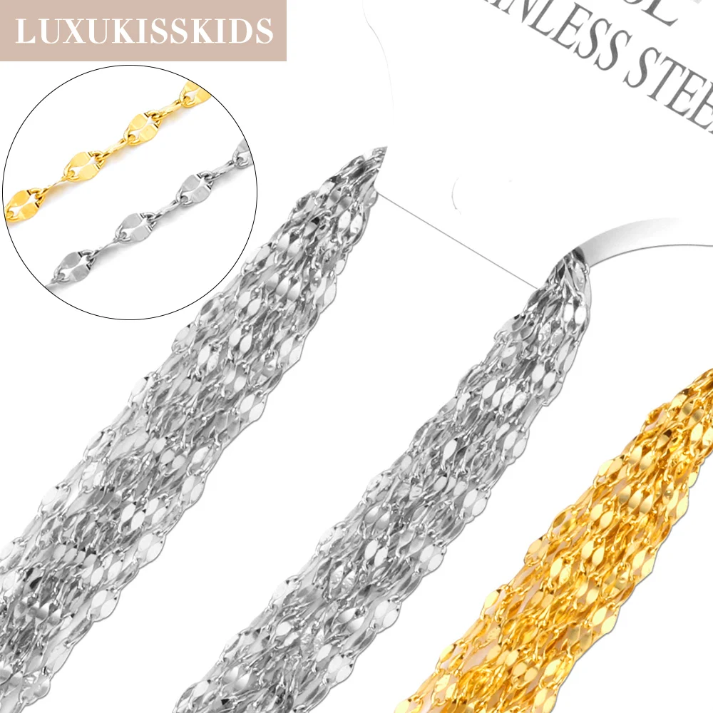 

LUXUKISSKIDS Lip Shape Chains 10pcs/Lots Factory Wholesale Stainless Steel No Fade 2mm Water Wave Choker Woman Collar Jewelry