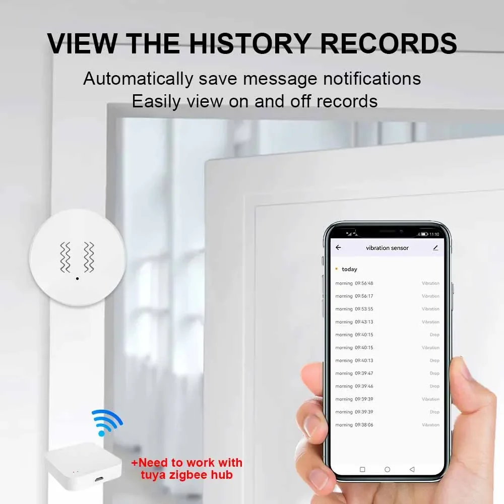 Tuya Zigbee Vibration Sesnor Wireless Motion Detector,real-time Alarm monitoring