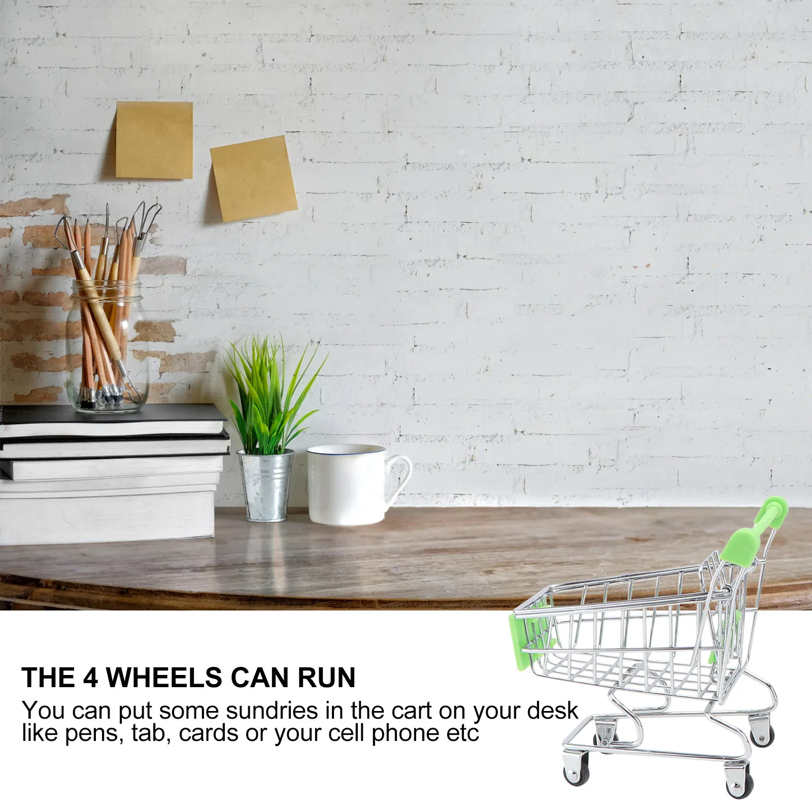 3Pcs 미니 쇼핑 카트 어린이 놀이용 철제 화장품 보관 식료품 카트 핑크 퍼플 그린 사무실 책상 정리함