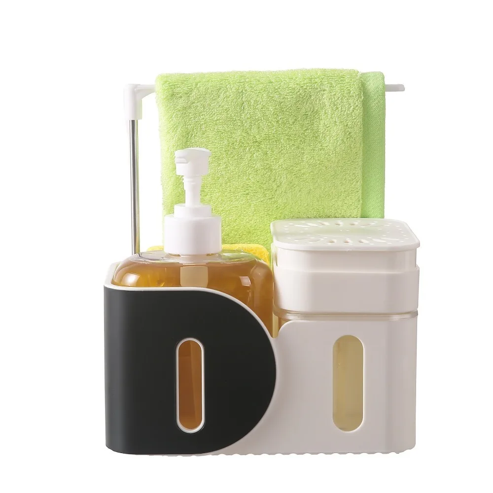 Hand Soapy Rag Plastic Hand and Dish Soap Dispenser Set Refillable Rag Holder 4-in-1 ...