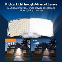 Lumière solaire extérieure Super lumineuse capteur de mouvement solaire forte puissance LED applique murale de jardin IP65 étanche 3 modes de fonctionnement 2