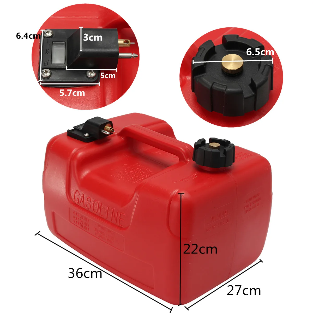 Red Portable Boat Fuel Tank 24L Marine Outboard Fuel Tank W/ Connector USA 