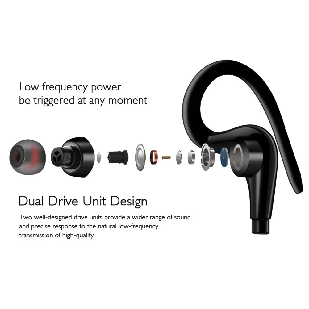Waterproof Sport Wired In-Ear Earphones with High-Definition Bass & Ear Hook Design