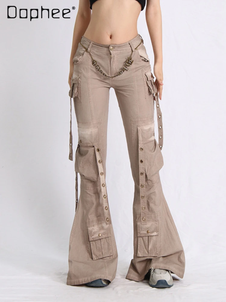 2000s lois 迷彩 cargo flare gimmick pants YMI Jeans Women's 2 Button Low Rise Cargo Flare Pants, Amber