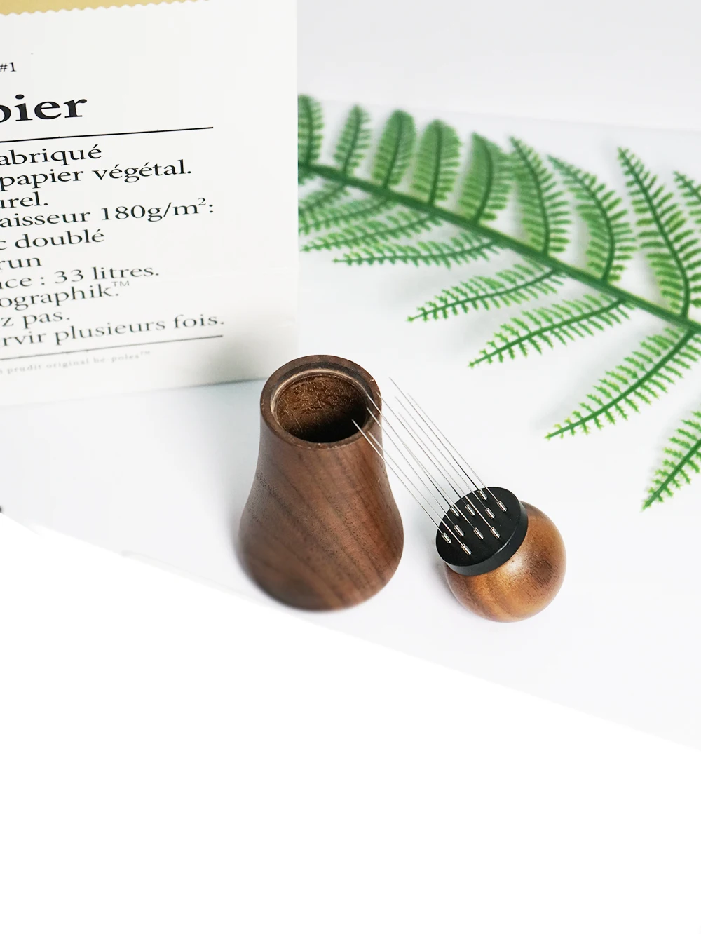 Description Picture 4 of itemCoffee Stirrer Needles Espresso Distribution Tools Natural Walnut Wood Handle With Stand WDT Tool