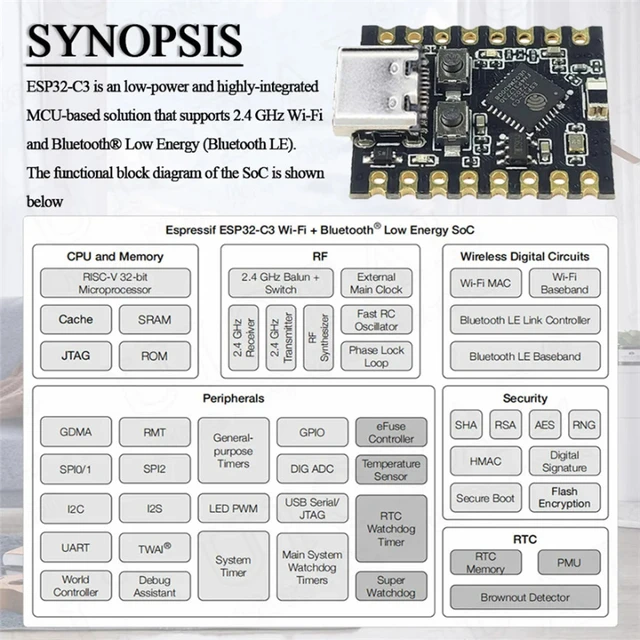 1-10 шт. ESP32-C3 макетная плата ESP32 SuperMini макетная плата ESP32 макетная плата WiFi Bluetooth для Arduino 3