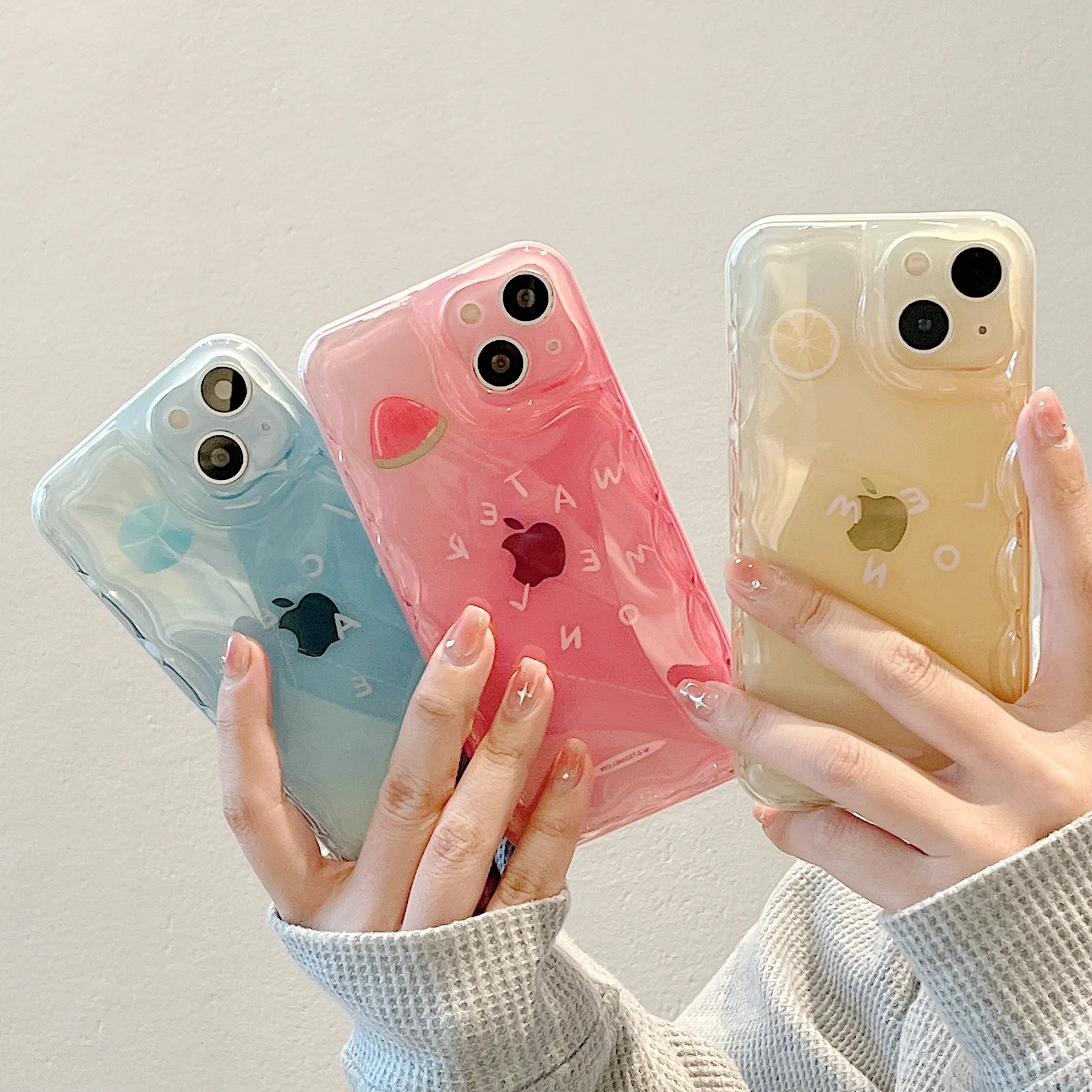 

Cream border for iPhone 11 12 13 14ProMax Plus Phone Case Transparent Gradient Rainbow Dropproof Phone Protective Case