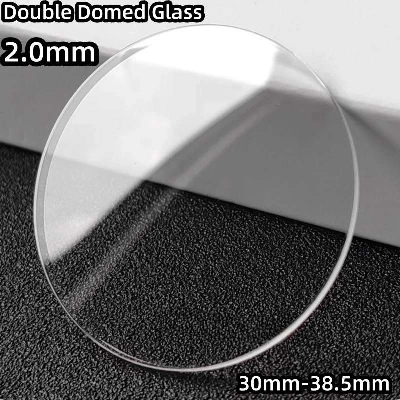 Doppelt gewölbtes Mineral-Uhrenglas, 2,0 mm Dicke, runder Kristall, 30 mm–38,5 mm Durchmesser, gebogene Linse für die Uhrenreparatur, YZC927
