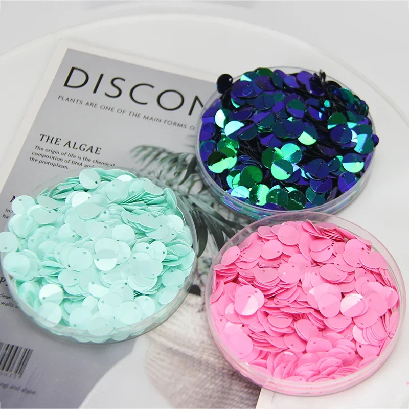 300pcs PVC Bulk Sequins DIY Sequins For Crafts Folding Side Drill Stage Clothing Decorations Making 10mm Sequin Set