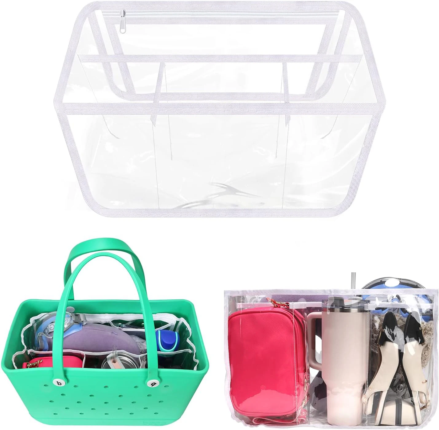 Description Picture 6 of itemClear Beach Bag Organizer Compatible with Bogg Bag X Large Size, Transparent Insert Divider Liner for XL Bogg Bag Accessories