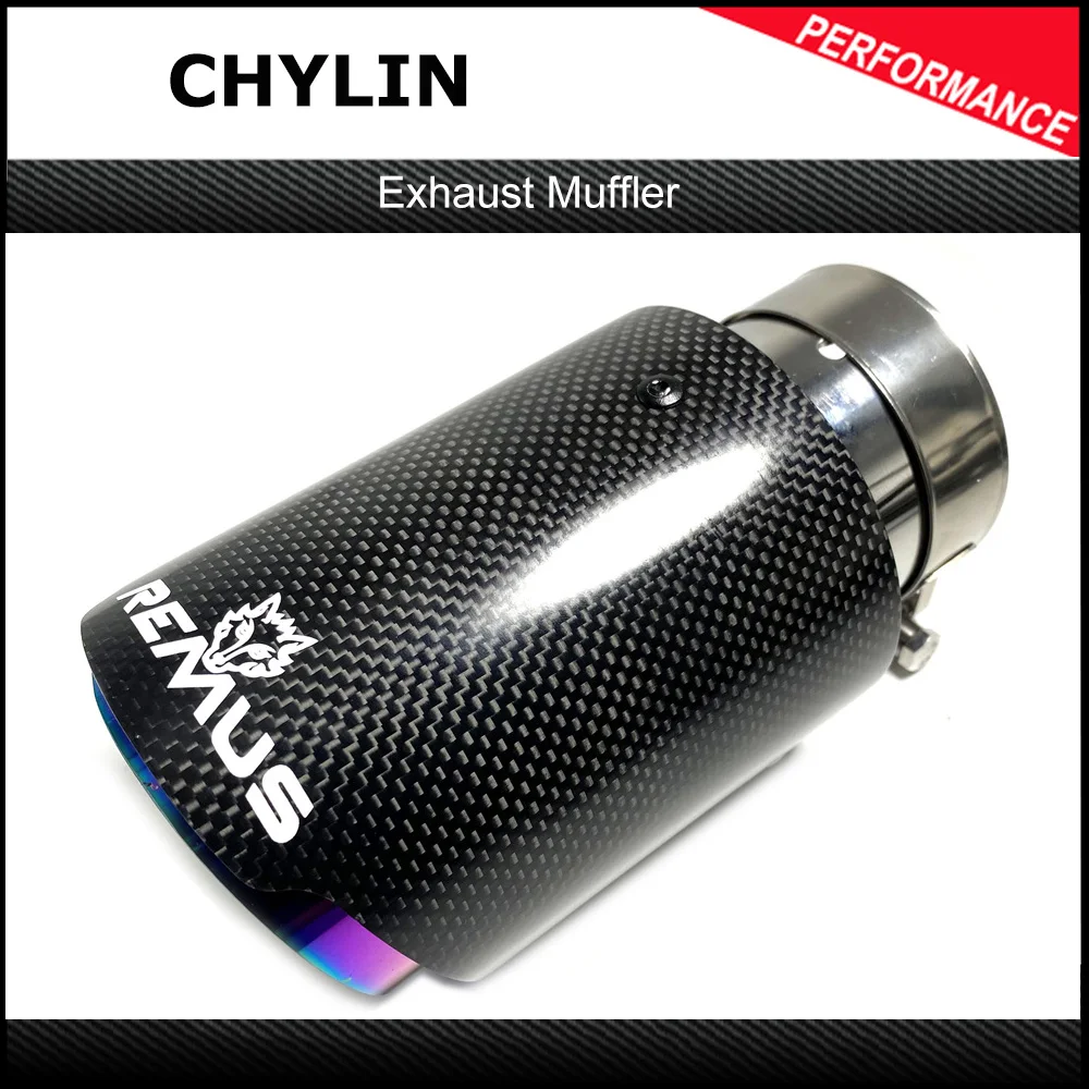 

1PC REMUS Car Exhaust tip Purple Pipe Glossy Carbon Fiber Plain Muffler Pipe Automobile Parts Exhaust Pipe Modification