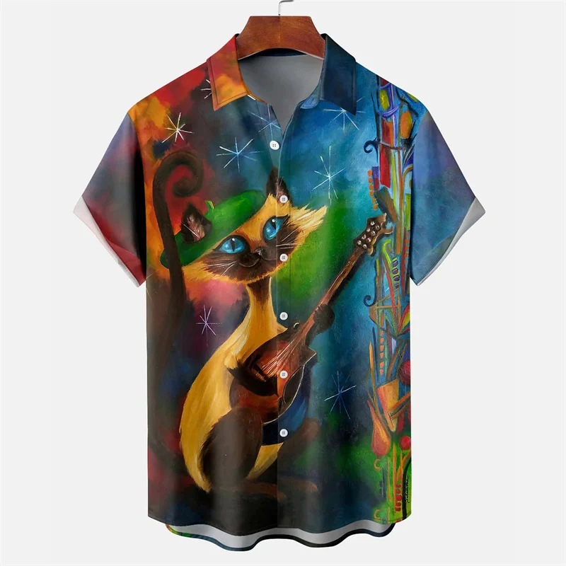 EKAT ekat (UNISEX)⭐️3D PATTERN SHIRTS Men's Summer Shirts Egyptian Cat 3D Pattern Shirt Summer
