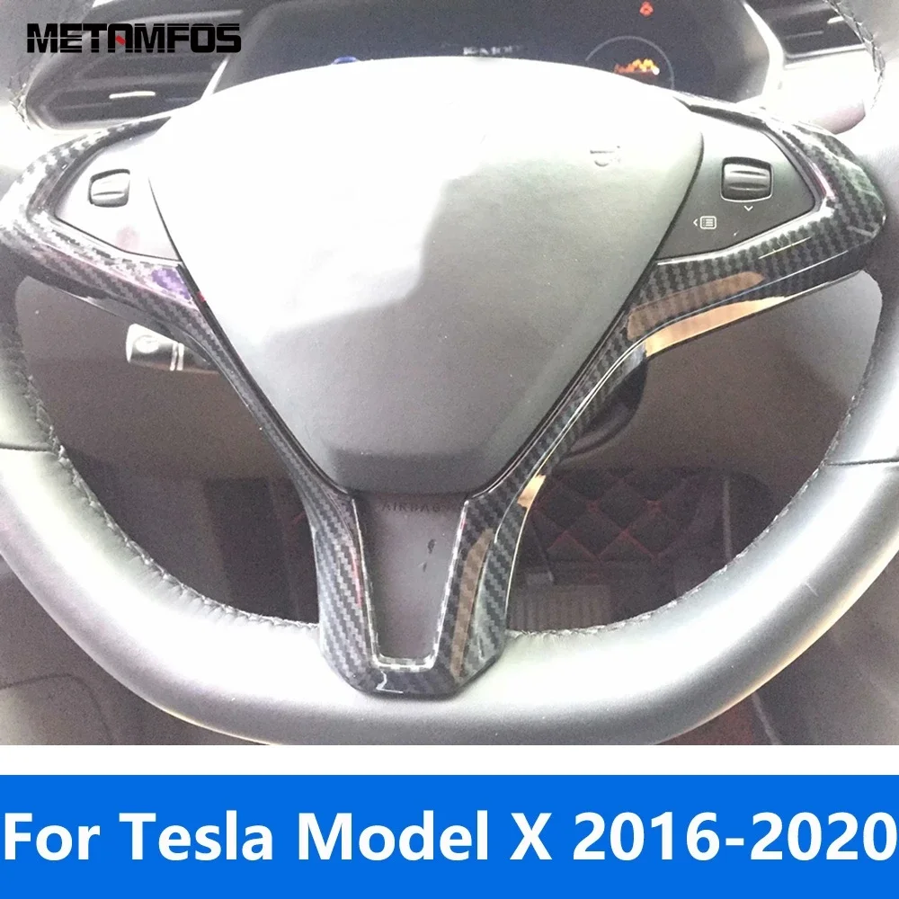 

Автомобильные аксессуары для Tesla Model X 2016-2018 2019 2020 Внутренняя крышка рулевого колеса из углеродного волокна молдинг отделка рамка наклейка