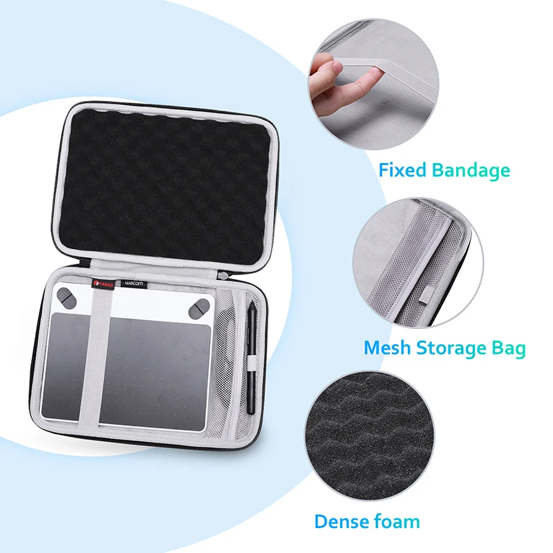 Xanad-estojo Rígido para Desenho Gráfico Tablet Transporte de Proteção Bolsa de Armazenamento para Wacom Ctl490dw-s Ctl-490db-s Ctl4100 - Imagem 5