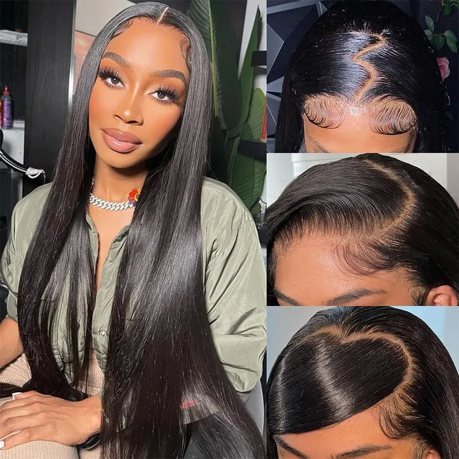 Black Straight Human Hair Wigs 13x6 Hd Lace Frontal Wig 30 34 40 Inch 13x4 Brazilian Pre Plucked Lace Front Wig For Women 2