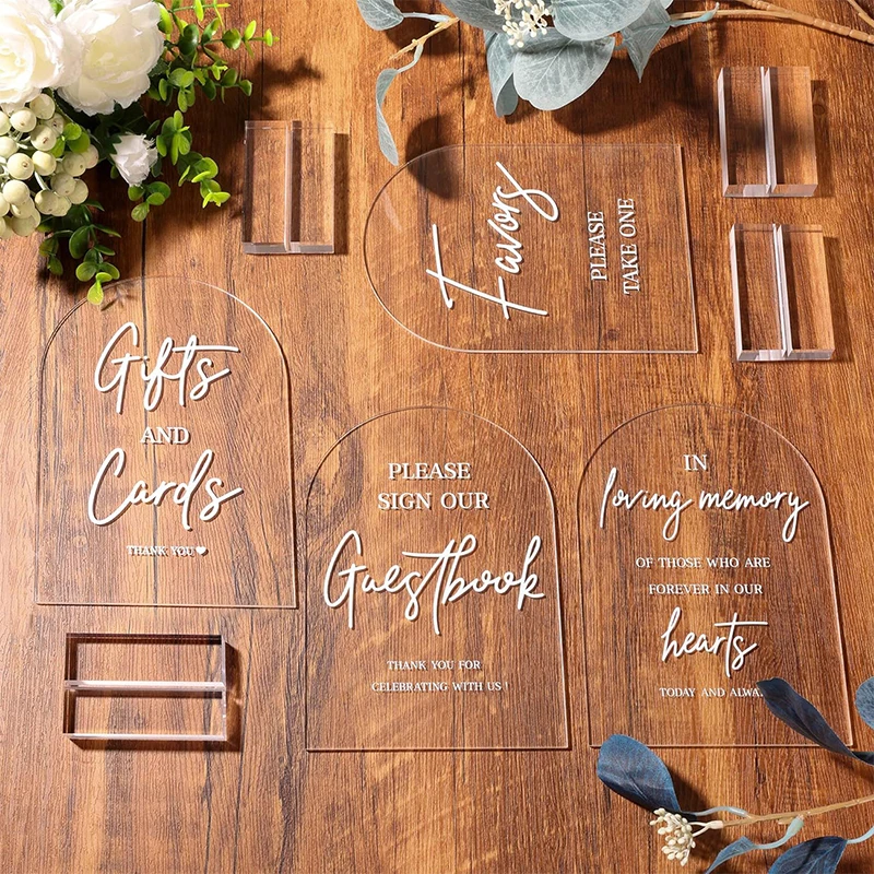 4pcs Clear Acrylic Table Signs Central Decoration of Party Dining Table Place Card Holders Weddings Parties Setting Decor