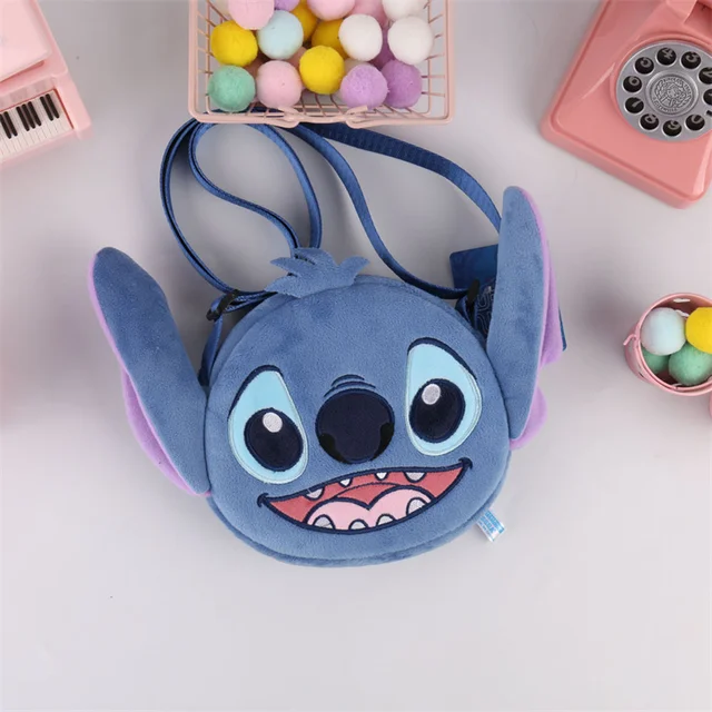 Disney Peluche Stitch Messenger Bag Kawaii Peluches Anime Plush Backpacks for Girls Dolls Soft Handbags Plush Toys for Children 3