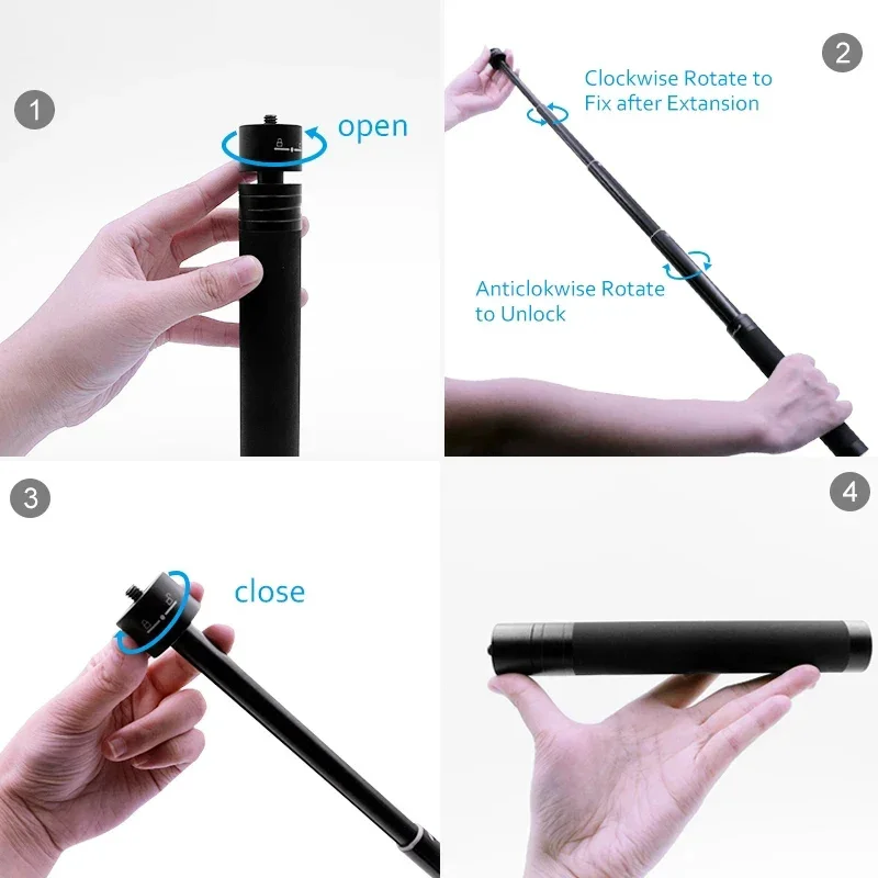73cm Selfie Stick Portable Extension Pole for Gopro Insta360 DJI Feiyu Action Camera Microphone Stand