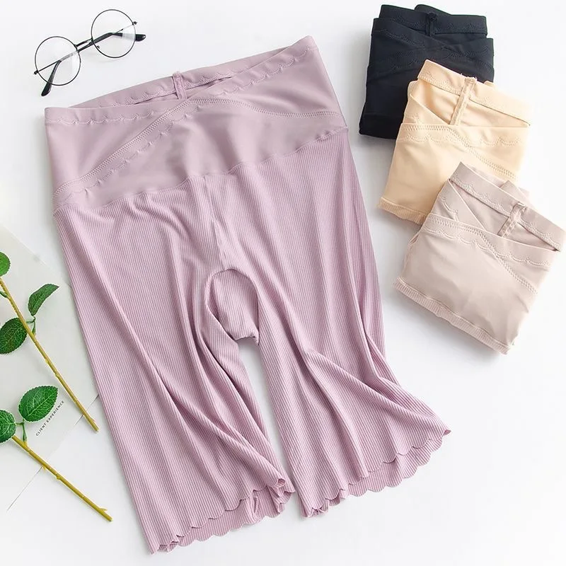 Summer safety short pants Mid-Waist crossed Design pregnant women's shorts under skirt Large size Prevent Exposure panties