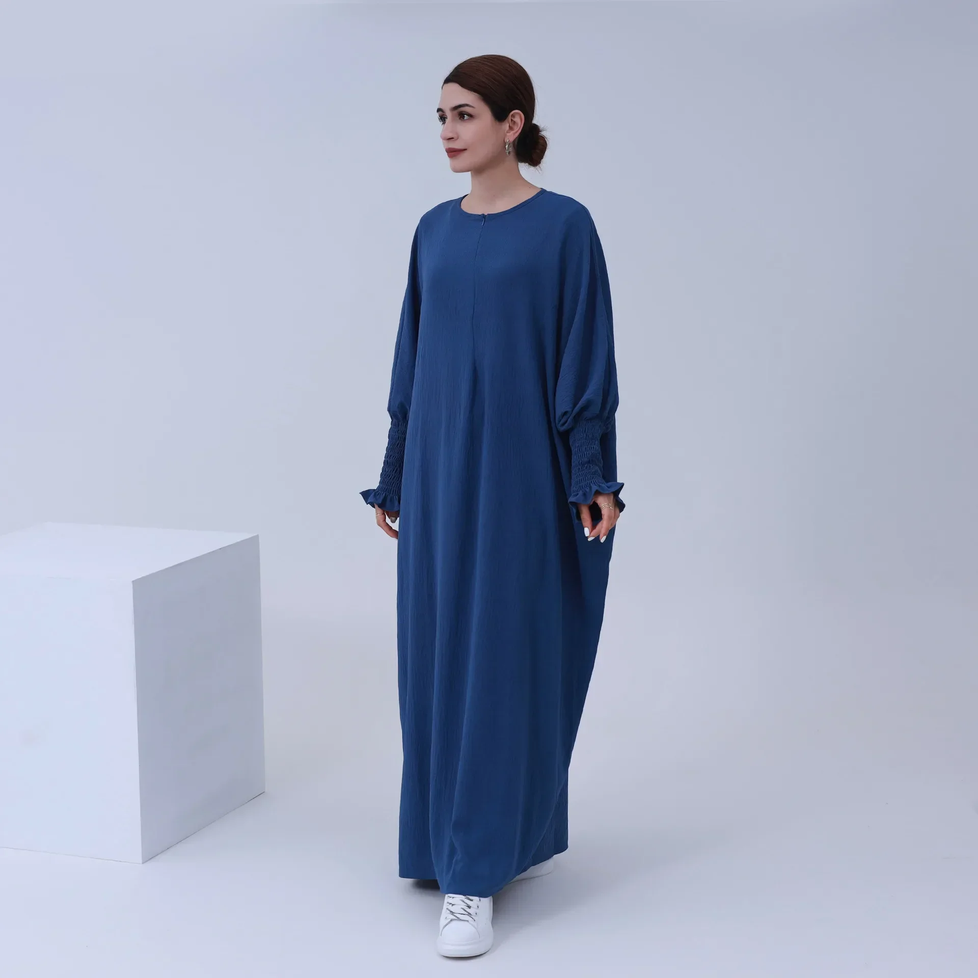 Ramadan Eid Prayer Dress Turkish Hijab Robe Muslim Women Crepe Fabric for Abaya Dubai Loose Islam Clothes Modest Dresses Outfit