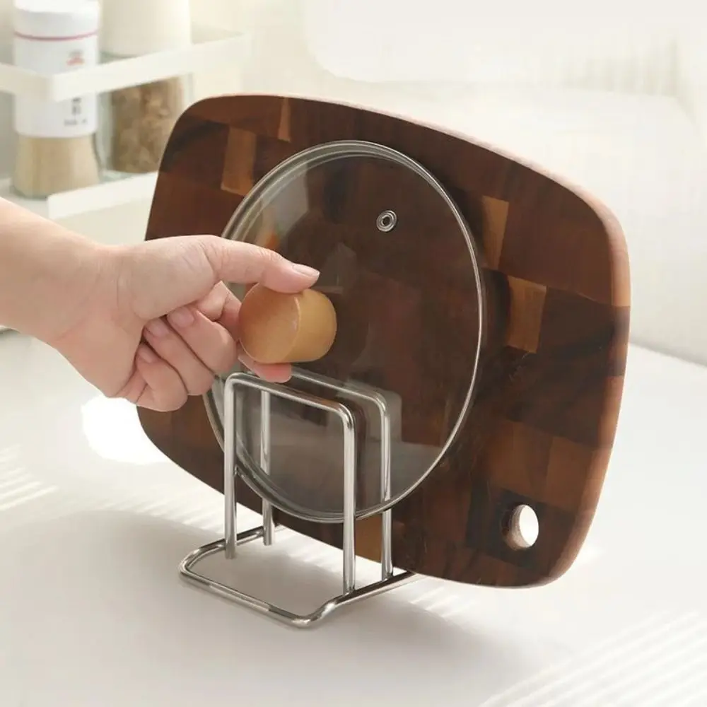 Portable Stainless Steel Cutting Board Holder Rustproof Space Saving Pot Lid Stand 2 Sectional Kitchen Storage Rack 5 Portable Stainless Steel Cutting Board Holder Rustproof Space Saving Pot Lid Stand 2 Sectional Kitchen Storage Rack 5