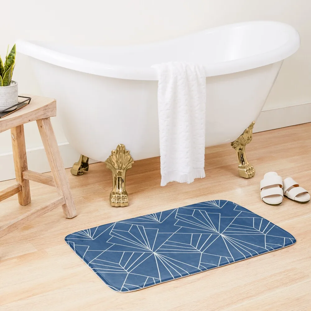 

Art Deco in Classic Blue & White - Large Scale Bath Mat Rugs Baths Bathroom Floor Set For Bathroom Anti Slip Bath Stickers Mat