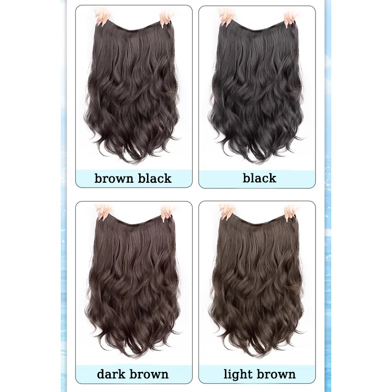 Synthetic Loose Wave Hair Extensions Hairpiece Long Invisible Seamless U-shaped Wig Wavy Hair Extensions Increase Hair Volume