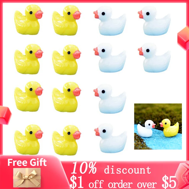 10 Db Tündérkert Sárga Fehér Kacsa Készletek Figura Dekoráció Babaház Miniatűrök Barkácsolás Táj Kézművesség Moha Terrárium Szoba