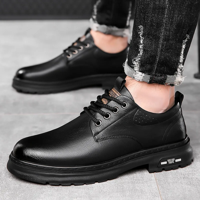Business Casual Low-top Genuine Leather Shoes Men Spring Autumn New Designer British Style Retro Platform Shoes Loafers Men 5