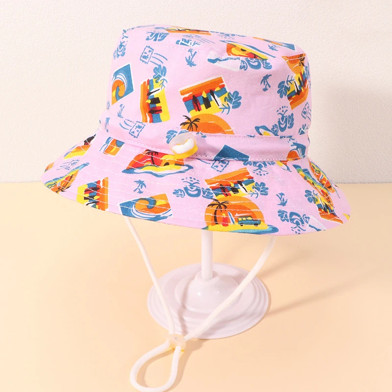 

Bucket Hat With String Girl Summer Sunshine Protection Big Brim Breathable Cap Holiday Beach Accessory