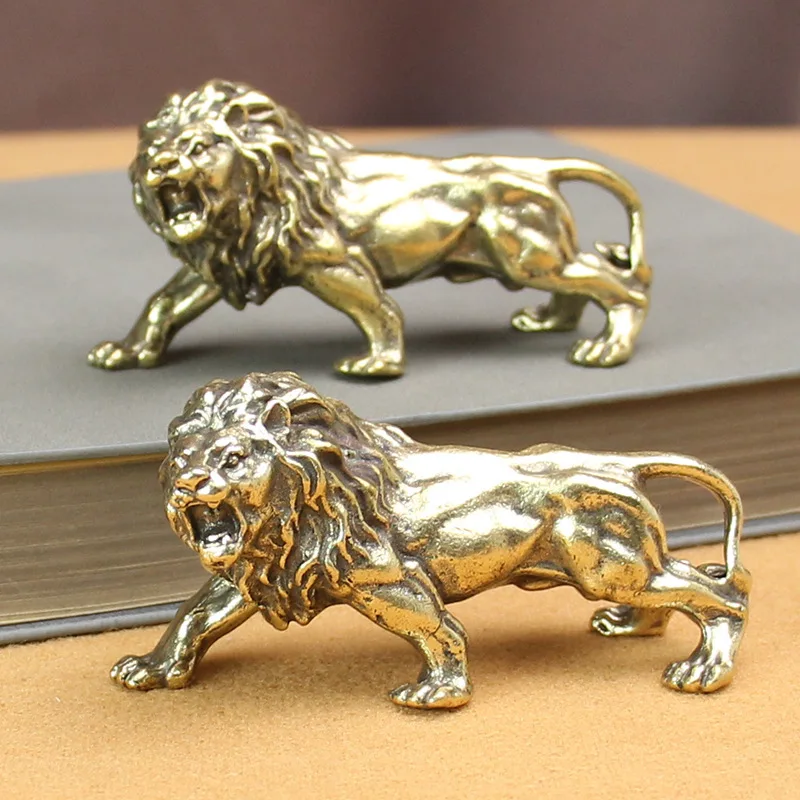 

Handmade Brass Lion Statue Home Decor Animal Figurines for Living Room Bedroom Home Office Cabinets Mininature Craft Gift