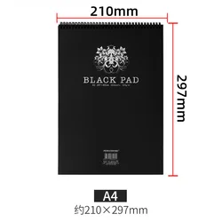 Premium Black Paper Sketchbook, Spiral Bound, 120GSM, 32 Sheets (A4)