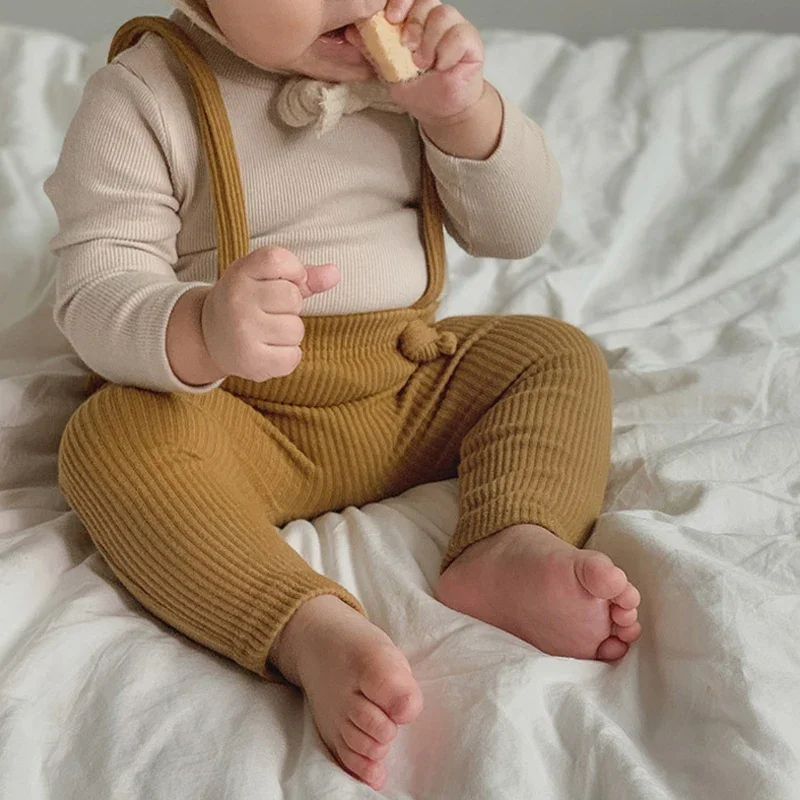 Newborn Baby Leggings Pants Solid Elasticity Ribbed PP Korean Clothes 0-24M Boy Girl Cute Bodysuit Toddler Trousers Overall baby trousers baby leggings
