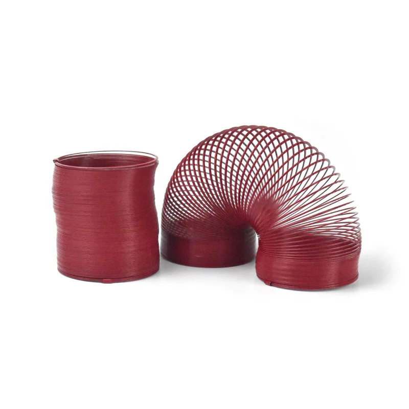 FINEWE 52x52mm Rot Farbe Magie Metall Slinkys Spielzeug Kompression Frühling Klassische Originals Walking Stahl Slinky Frühling