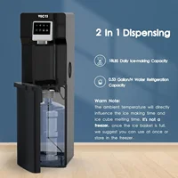 2 in 1 Water Cooler, Cold Water Supply with 18LBS Daily Ice Making, Bottom Loading Compatible with 3 or 5 Gallon Bottles, Ideal 2