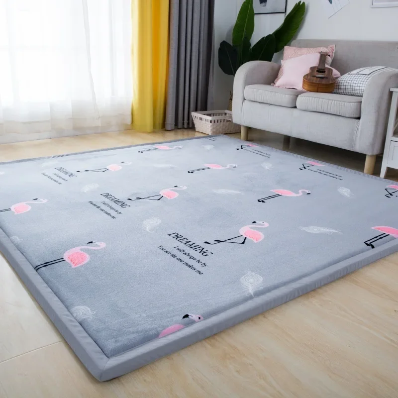 2/3CM Coral Fleece Gray Carpets Living Room Large Size Cartoon Rugs Kids Bedroom Baby Play Game Mat Panda Children Tatami Rug 5