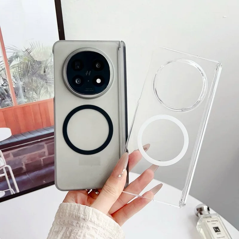 Transparent Magnetic Hinge Protection Case with Clear MagSafe Cover
