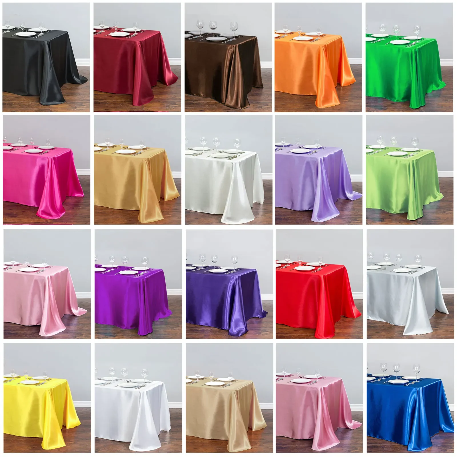 Rectangle Satin Tablecloth Wedding Table Cloth White for Christmas Party Birthday Events Banquet Home Dining Decoration 4