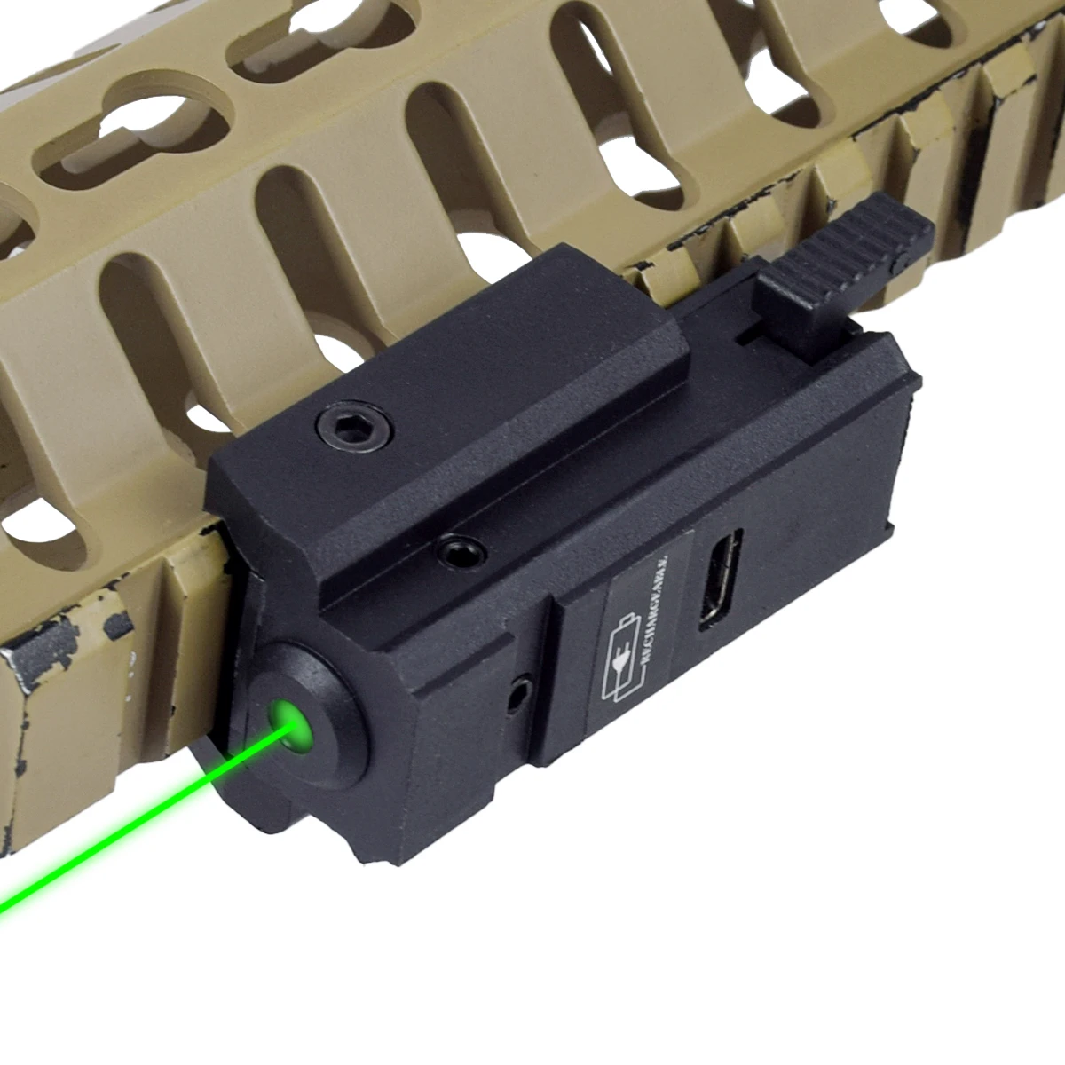 Tactical USB Rechargeable Red Green Laser Sight Fit 11mm 20mm Picatinny Rail Airsoft Rifle Handgun Pistol Shooting Laser Pointer