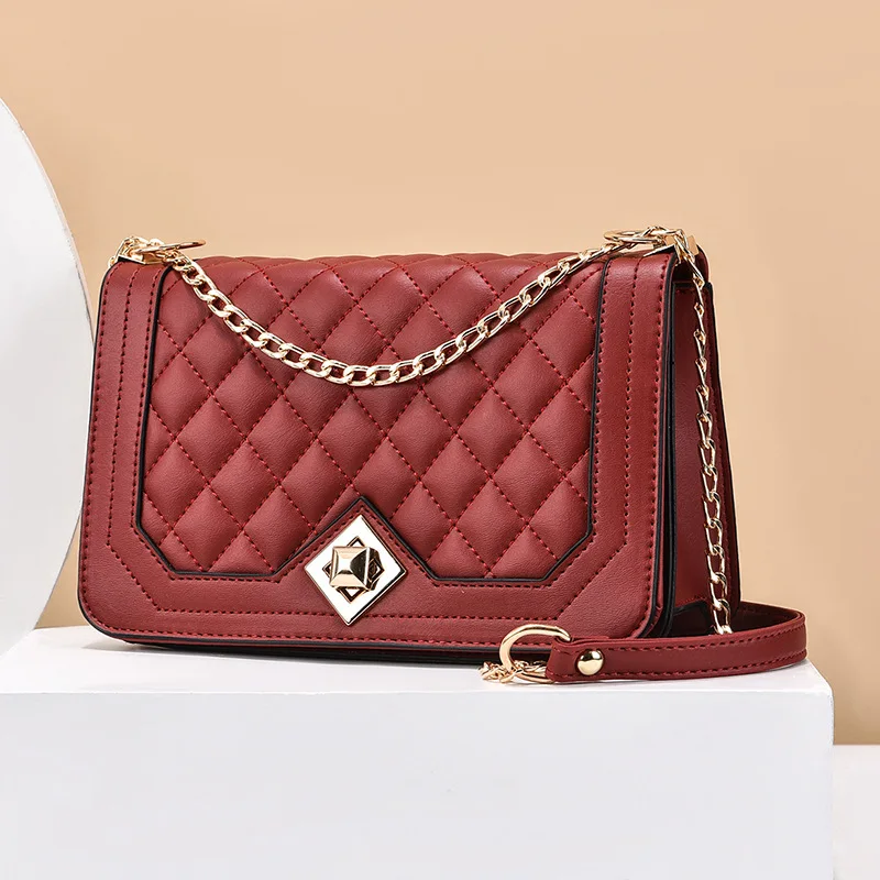 Chain Fashion Bag 2023 New Fashion Internet Celebrity One Shoulder Crossbody Simple and Versatile Women's Small Square Bag