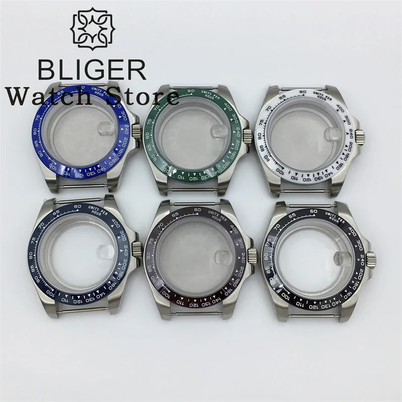 

BLIGER 40mm Case Ceramic Solid bezel sapphire glass Fit NH34 NH35 NH36 ETA2824 PT5000 Movement