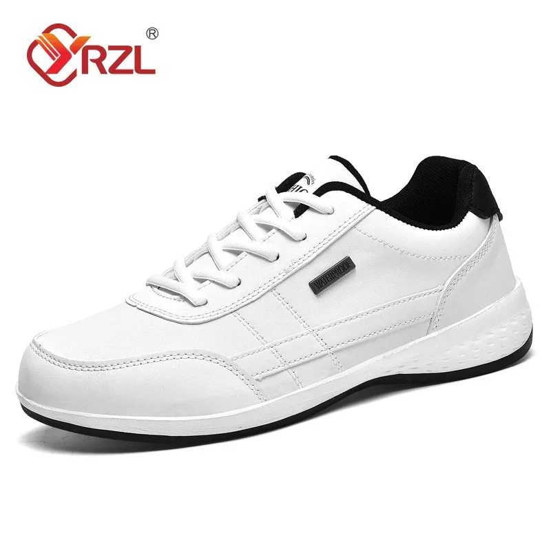 YRZL Men Shoes Spring Autumn Waterproof Walking Sneakers Leisure Male Leather Sports Shoes Non-Slip Footwear Tennis for Men 8